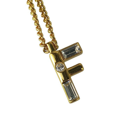 Fendi Necklace Fendi First Gold Metal Rhinestone Pendant — view 3