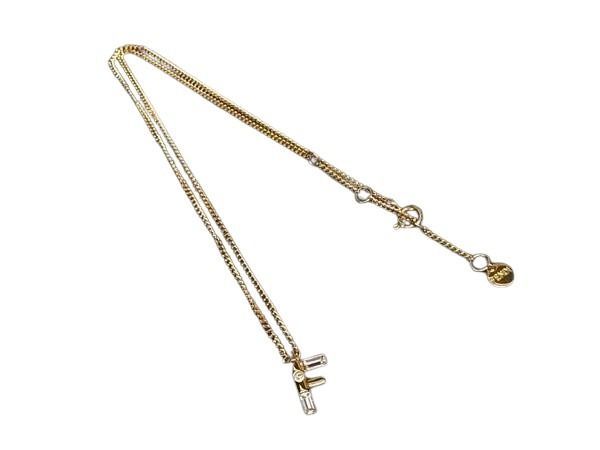 Fendi Necklace Fendi First Gold Metal Rhinestone Pendant