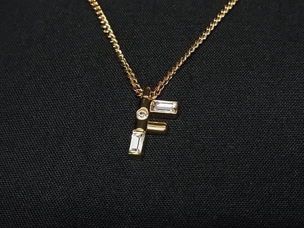 Fendi Necklace Fendi First Gold Metal Rhinestone Pendant — view 2