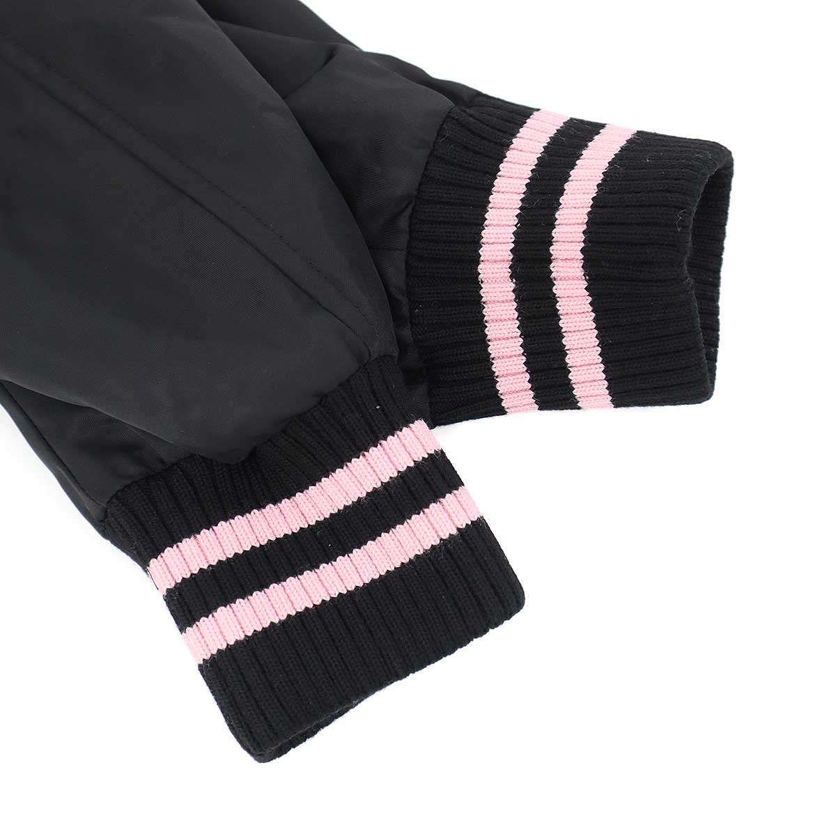 Miu Miu Cat Patch Satin Varsity Jacket Black 40 — view 5