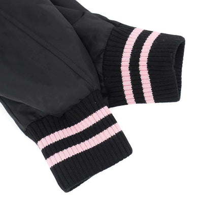Miu Miu Cat Patch Satin Varsity Jacket Black 40 — view 5