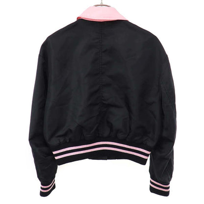Miu Miu Cat Patch Satin Varsity Jacket Black 40 — view 2