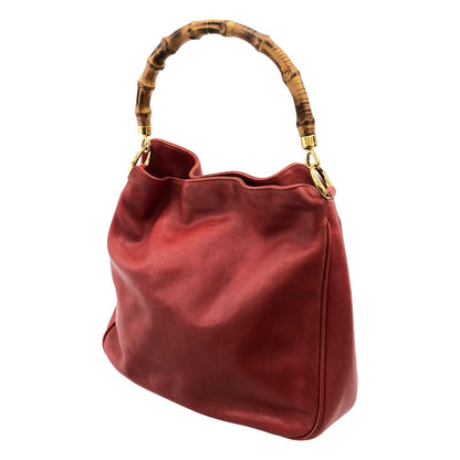 Gucci 2-Way Bamboo Shoulder Bag Red — view 2