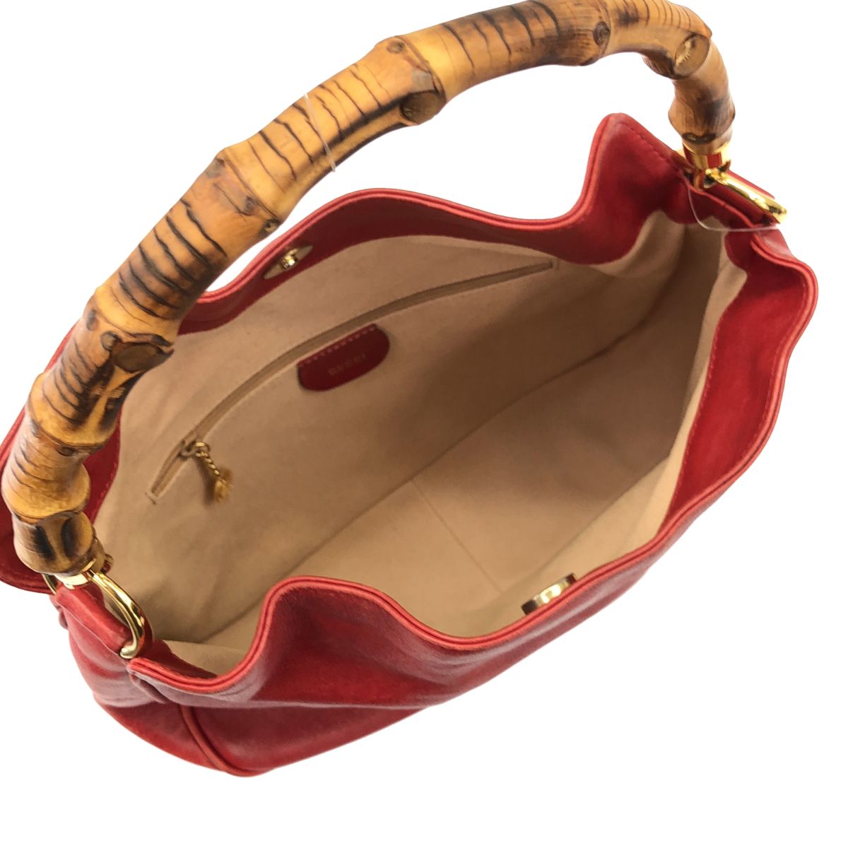 Gucci 2-Way Bamboo Shoulder Bag Red — view 4