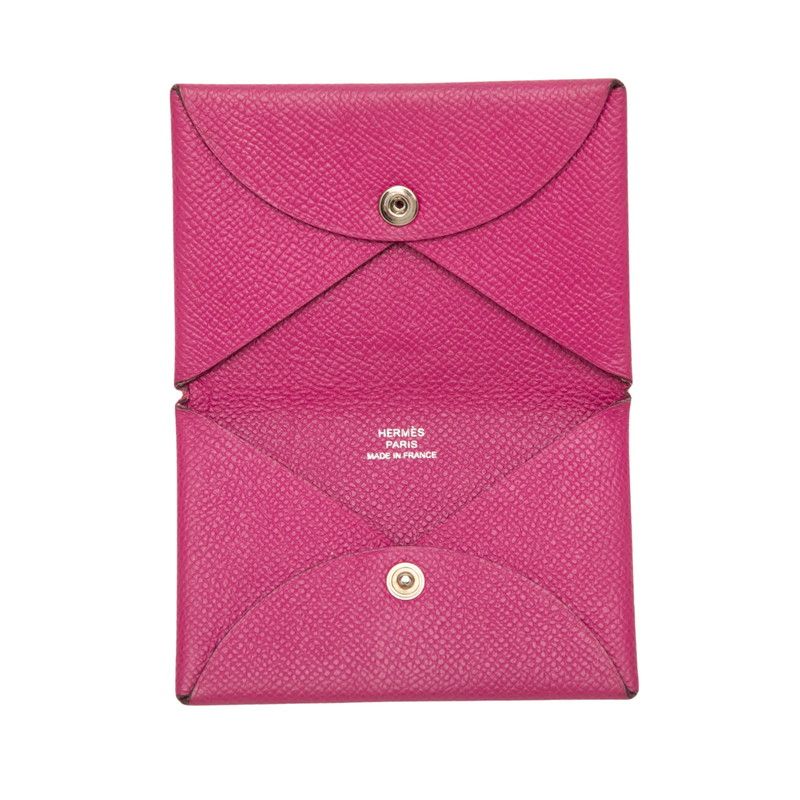 Hermes Calvi Card Case Purple Leather — view 4