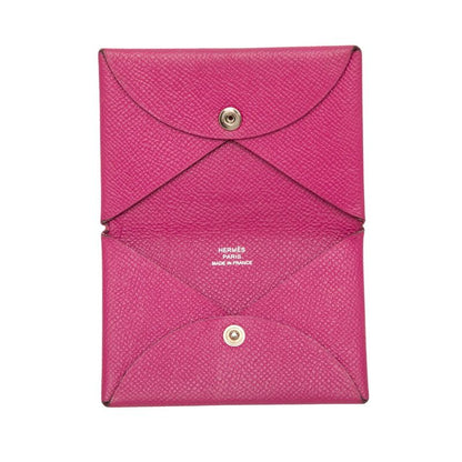 Hermes Calvi Card Case Purple Leather — view 4