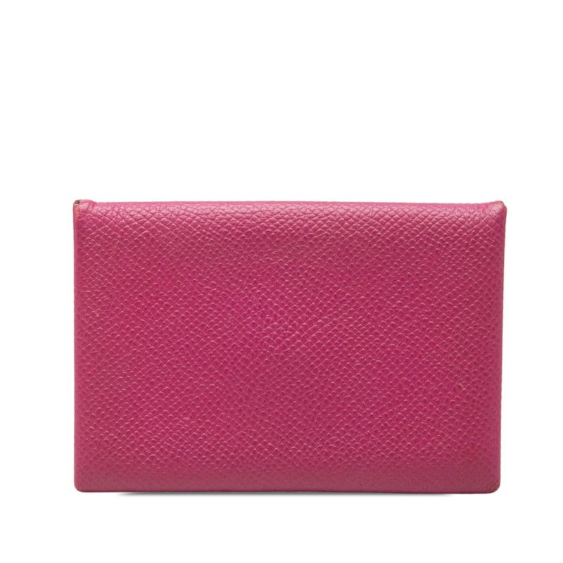 Hermes Calvi Card Case Purple Leather