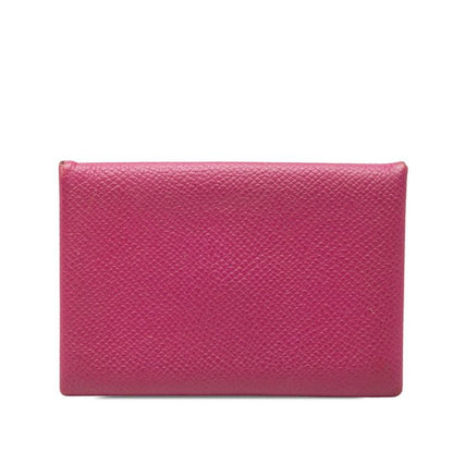Hermes Calvi Card Case Purple Leather