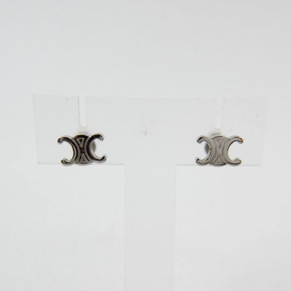 Celine Triomphe Studs Earrings Plated Silver Vintage