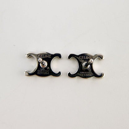 Celine Triomphe Studs Earrings Plated Silver Vintage — view 3