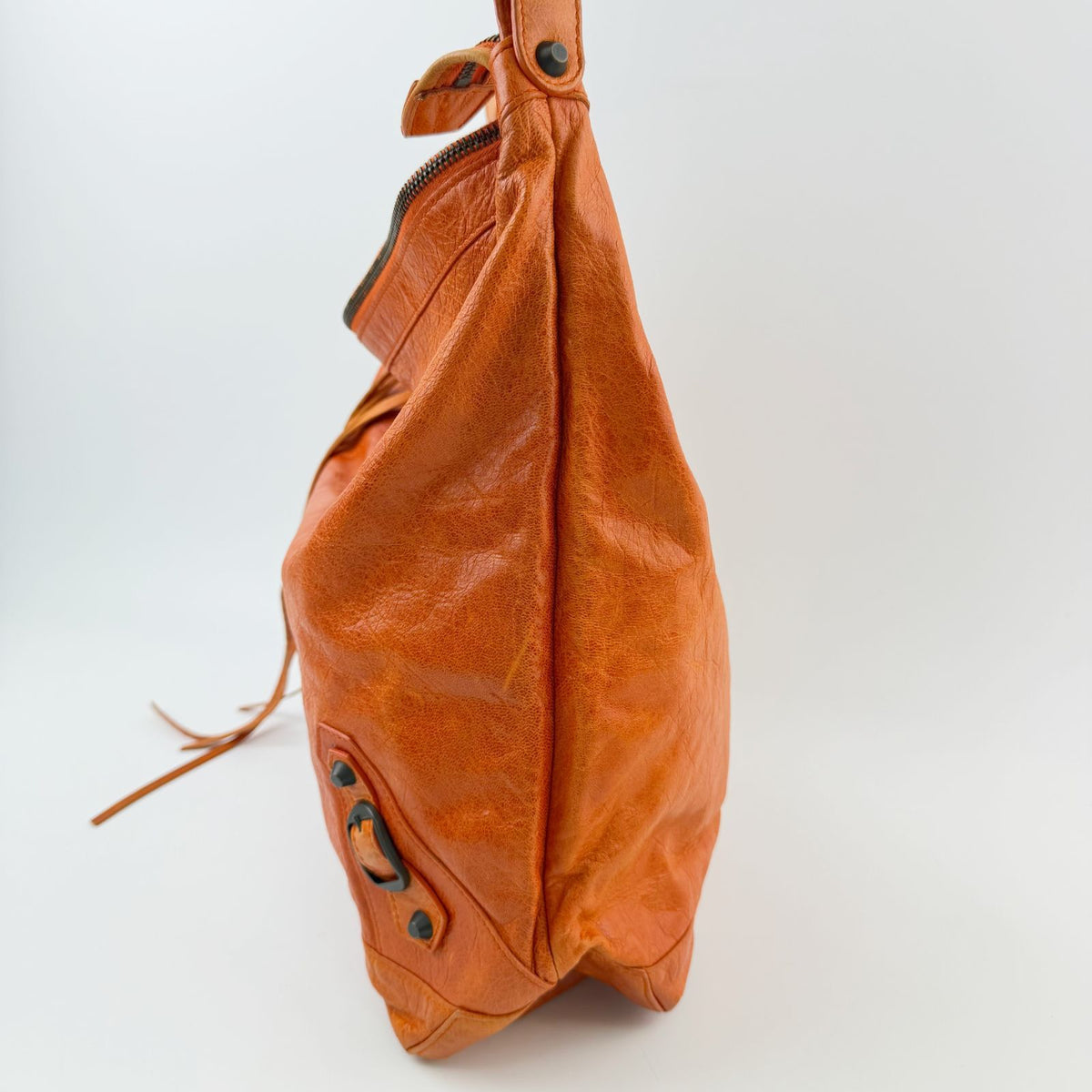 Balenciaga the Day Shoulder Bag Leather Orange Vintage — view 3