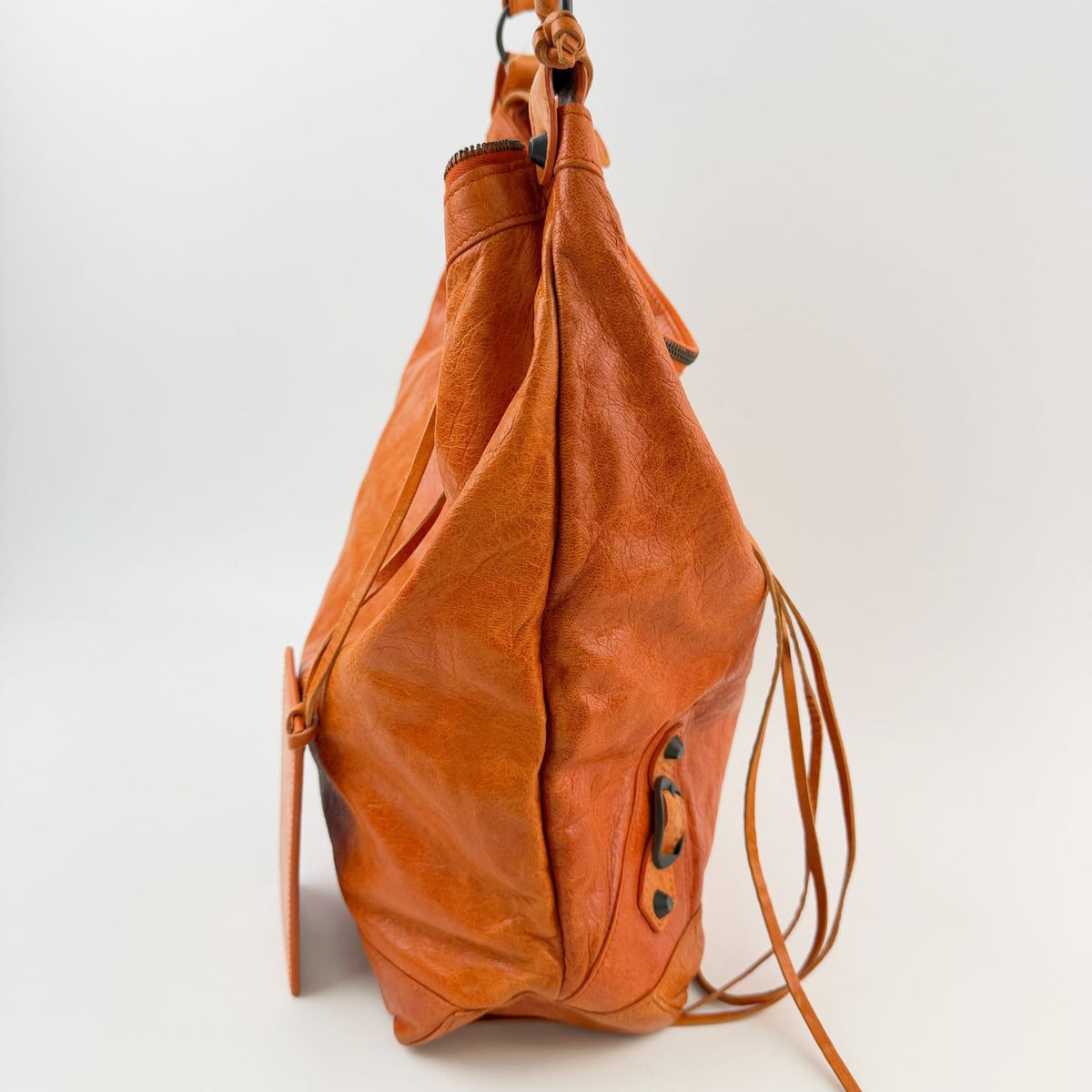 Balenciaga the Day Shoulder Bag Leather Orange Vintage — view 4