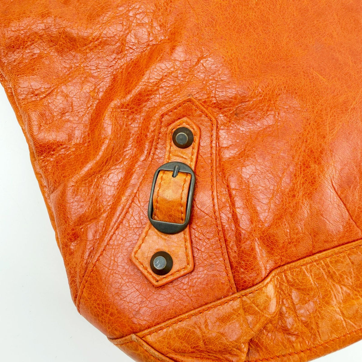 Balenciaga the Day Shoulder Bag Leather Orange Vintage — view 8