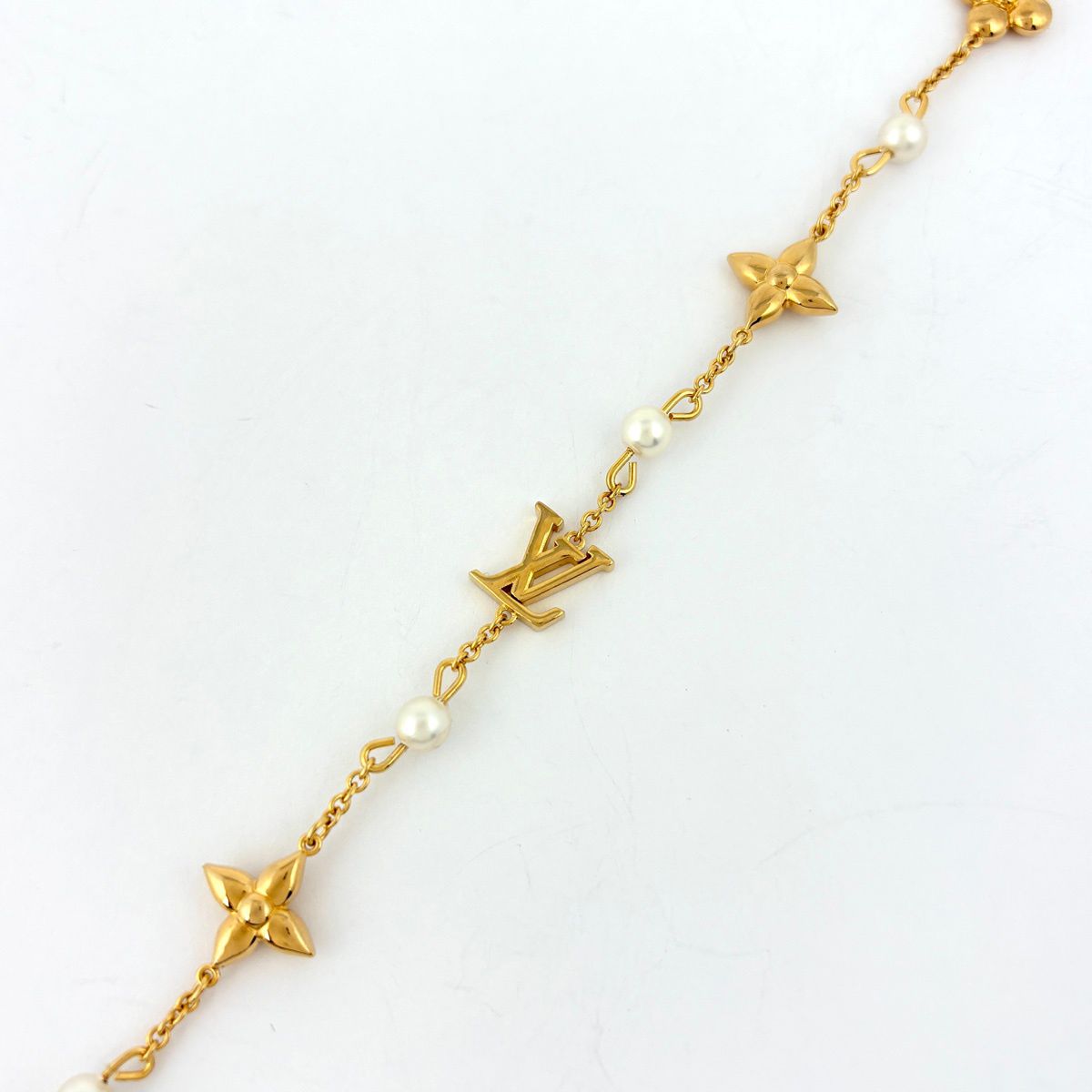 Louis Vuitton Necklace Faux Pearl Gold — view 2