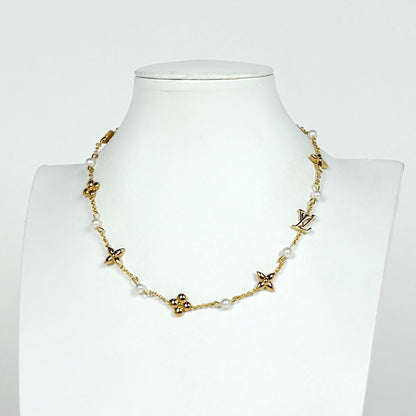 Louis Vuitton Necklace Faux Pearl Gold — view 4