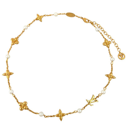Louis Vuitton Necklace Faux Pearl Gold