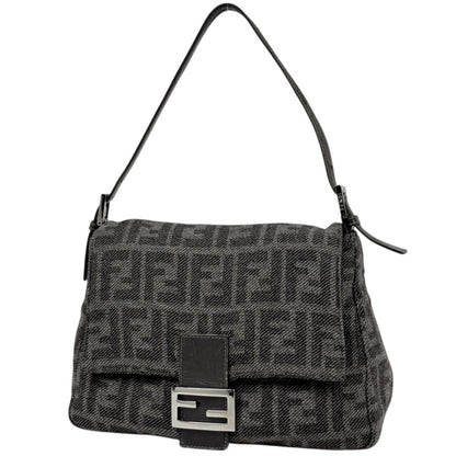 Fendi Shoulder Bag Zucca Pattern Mamma Baguette Fabric Gray
