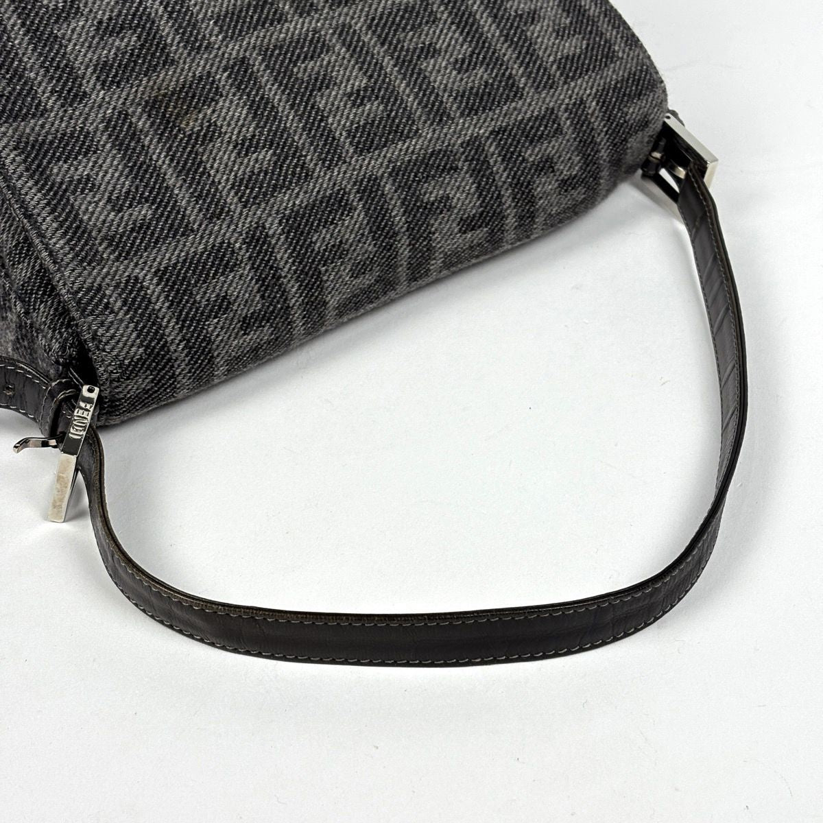 Fendi Shoulder Bag Zucca Pattern Mamma Baguette Fabric Gray — view 8