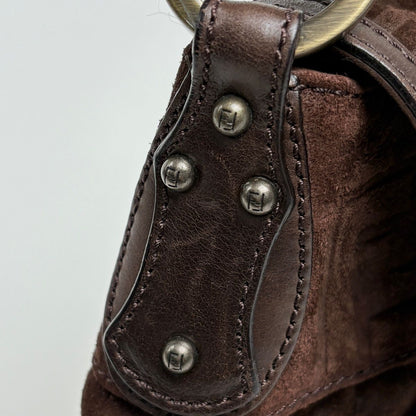 Fendi Shoulder Bag Zucca Pattern Suede Brown — view 4