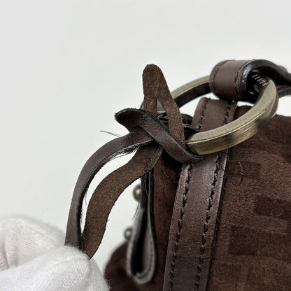 Fendi Shoulder Bag Zucca Pattern Suede Brown — view 6