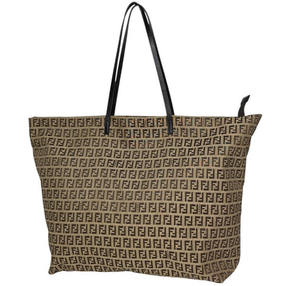 Fendi Tote Zucchino Pattern Shoulder Bag Canvas Brown
