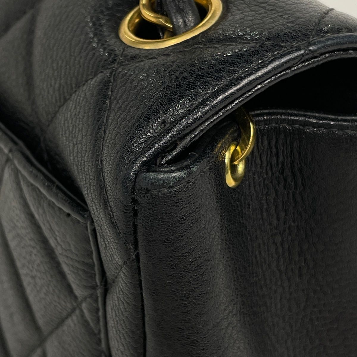 Chanel Shoulder Bag Quilted CC Logo Caviar Leather Black — view 4