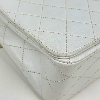 Chanel Shoulder Bag Quilted Single Flap CC Logo Leather White — view 4