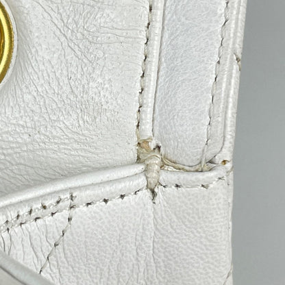 Chanel Shoulder Bag Quilted Single Flap CC Logo Leather White — view 8