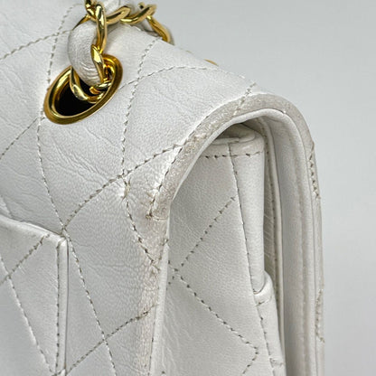Chanel Shoulder Bag Quilted Single Flap CC Logo Leather White — view 6