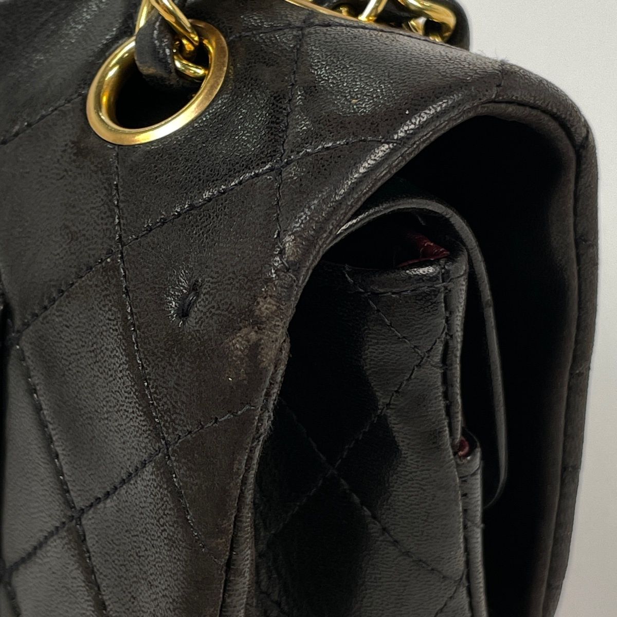 Chanel Shoulder Bag Quilted Double Flap CC Logo Leather Black — view 6