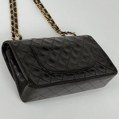 Chanel Shoulder Bag Quilted Double Flap CC Logo Leather Black — view 2