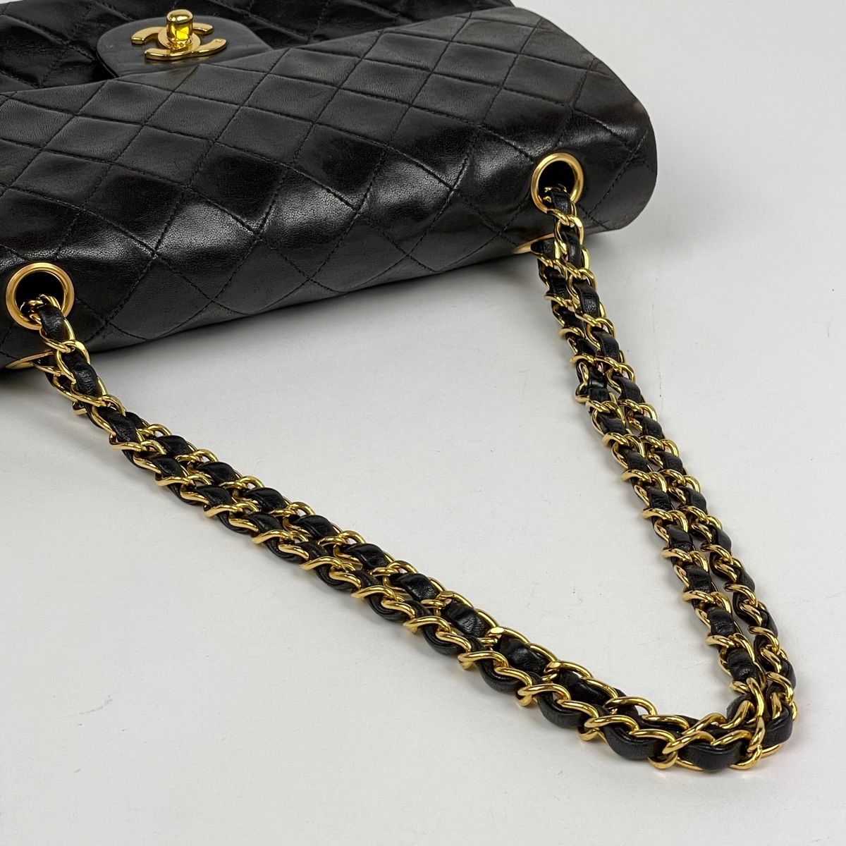 Chanel Shoulder Bag Quilted Double Flap CC Logo Leather Black — view 7