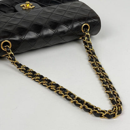 Chanel Shoulder Bag Quilted Double Flap CC Logo Leather Black — view 7