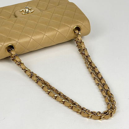 Chanel Shoulder Bag Quilted Double Flap CC Logo Leather Beige — view 5