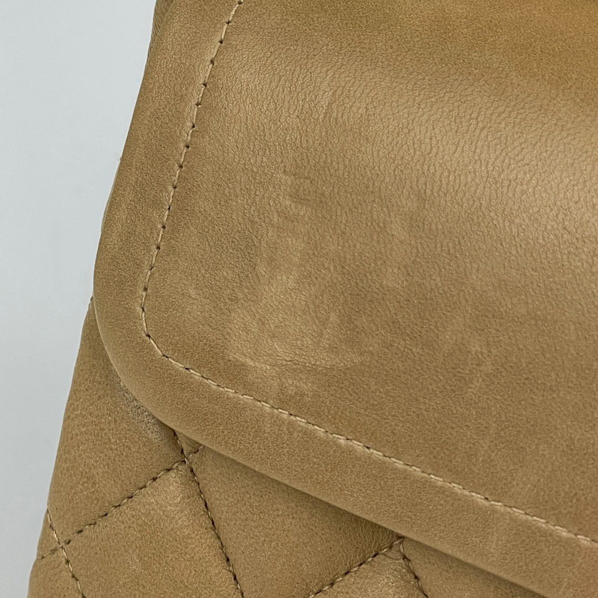 Chanel Shoulder Bag Quilted Double Flap CC Logo Leather Beige — view 6