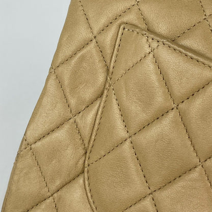 Chanel Shoulder Bag Quilted Double Flap CC Logo Leather Beige — view 4