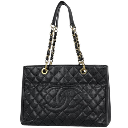 Chanel Tote Bag CC Logo Quilted Grand Shopping GST Caviar Leather Black