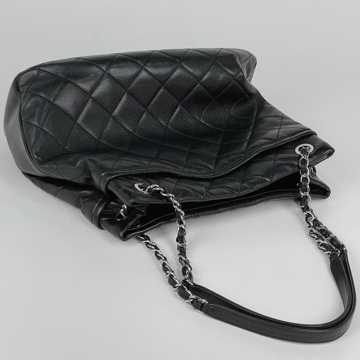 Chanel Tote Bag CC Logo Quilted Caviar Leather Black — view 5