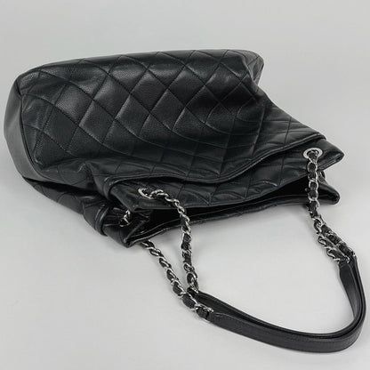 Chanel Tote Bag CC Logo Quilted Caviar Leather Black — view 5
