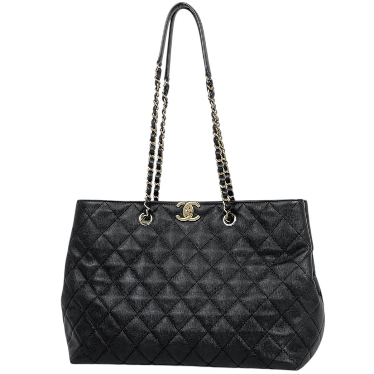 Chanel Tote Bag CC Logo Caviar Leather Black
