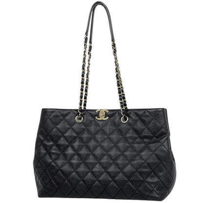 Chanel Tote Bag CC Logo Caviar Leather Black