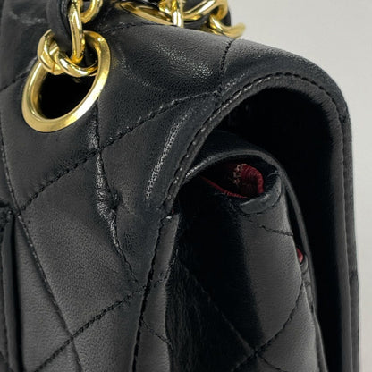 Chanel Shoulder Bag Quilted Double Flap CC Logo Leather Black — view 7