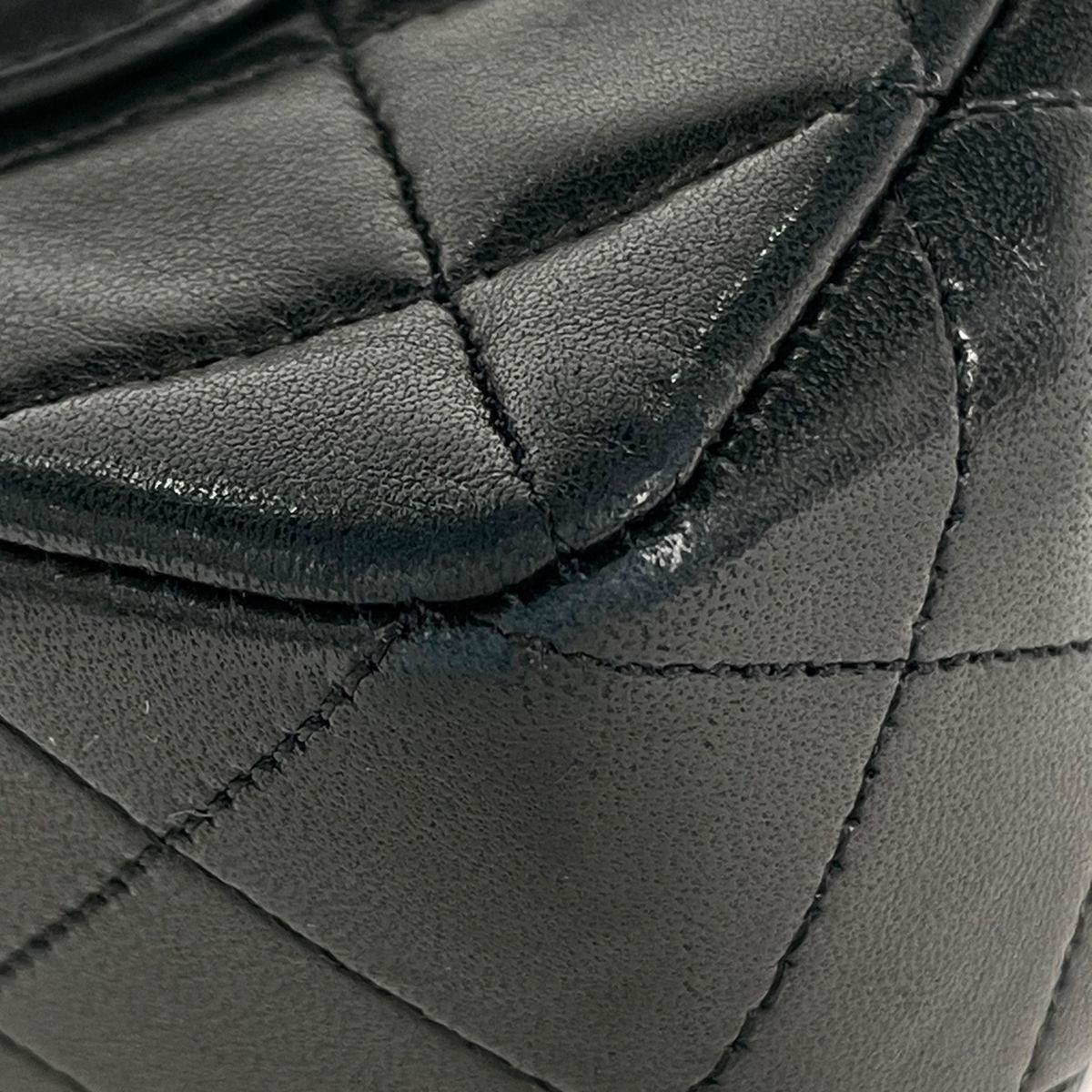 Chanel Shoulder Bag Quilted Double Flap CC Logo Leather Black — view 3