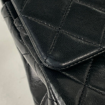 Chanel Shoulder Bag Quilted Double Flap CC Logo Leather Black — view 4