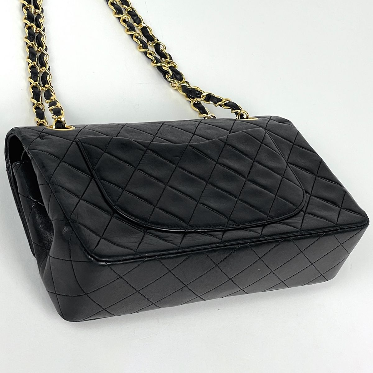 Chanel Shoulder Bag Quilted Double Flap CC Logo Leather Black — view 2