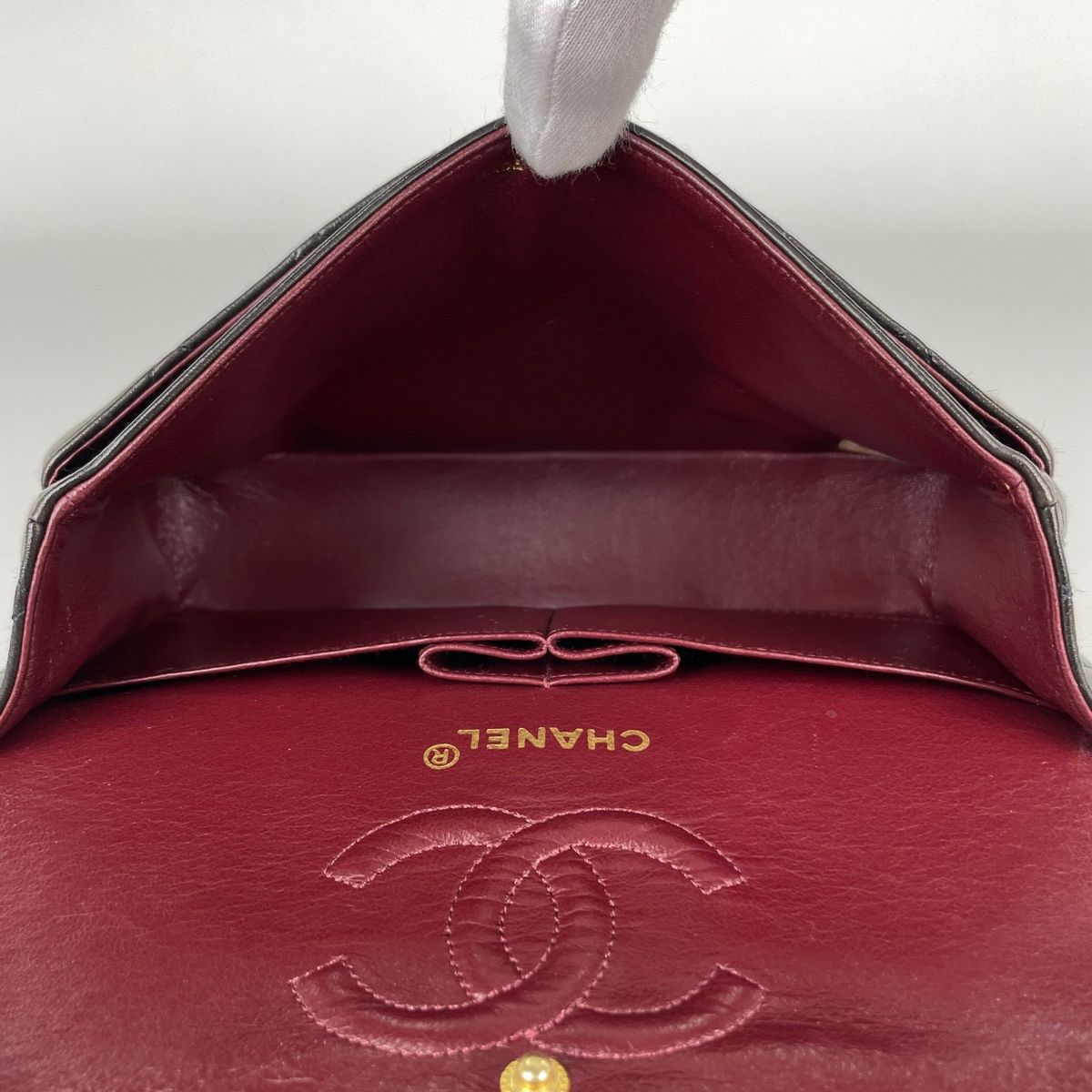 Chanel Shoulder Bag Quilted Double Flap CC Logo Leather Black — view 8