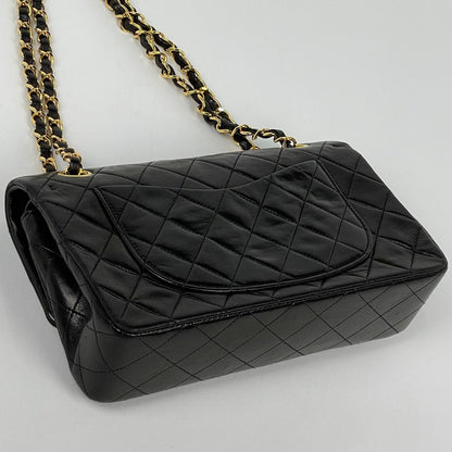 Chanel Shoulder Bag Quilted Double Flap CC Logo Leather Black — view 2