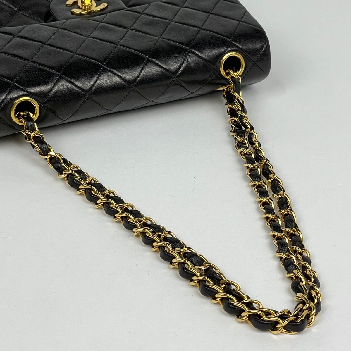 Chanel Shoulder Bag Quilted Double Flap CC Logo Leather Black — view 5