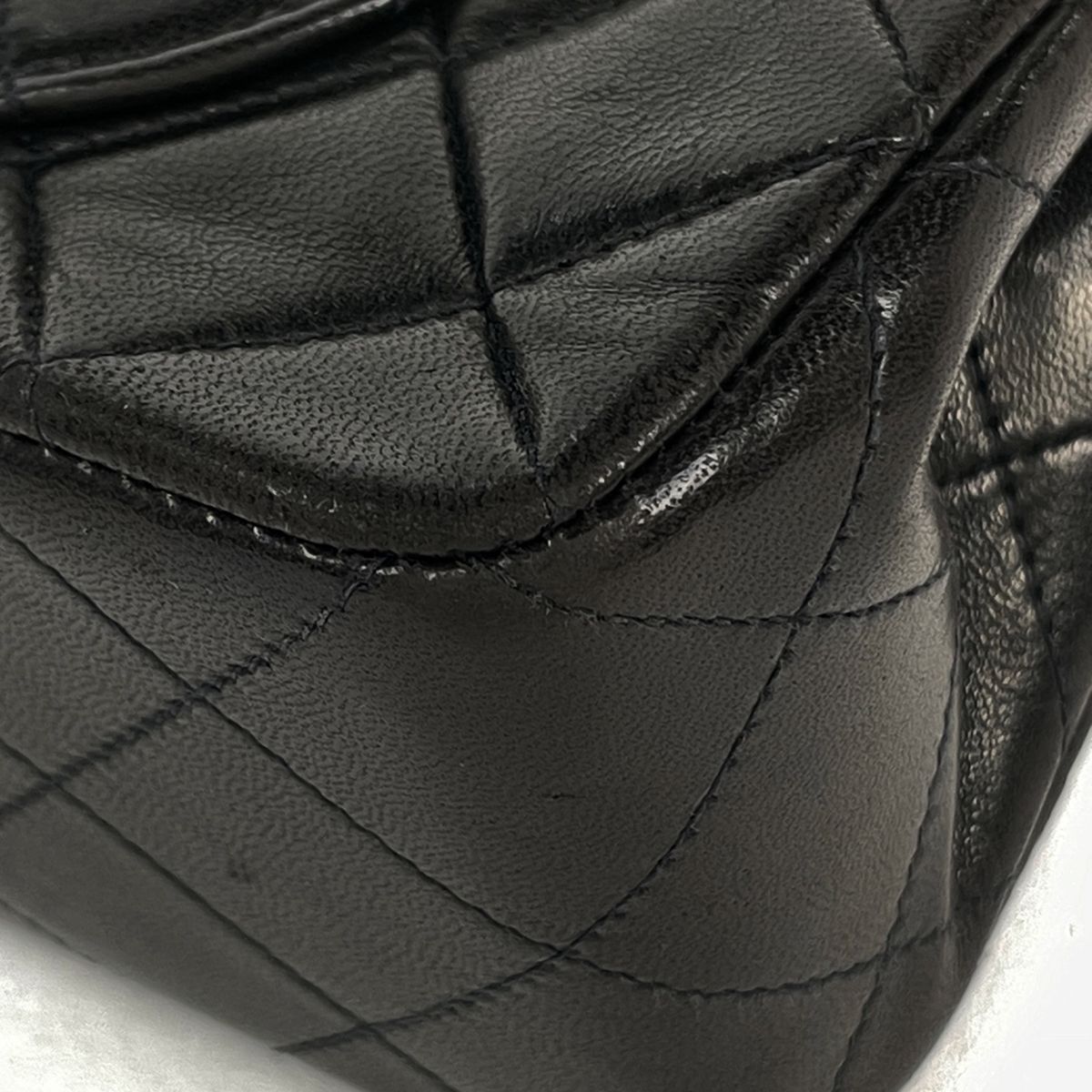 Chanel Shoulder Bag Quilted Double Flap CC Logo Leather Black — view 3