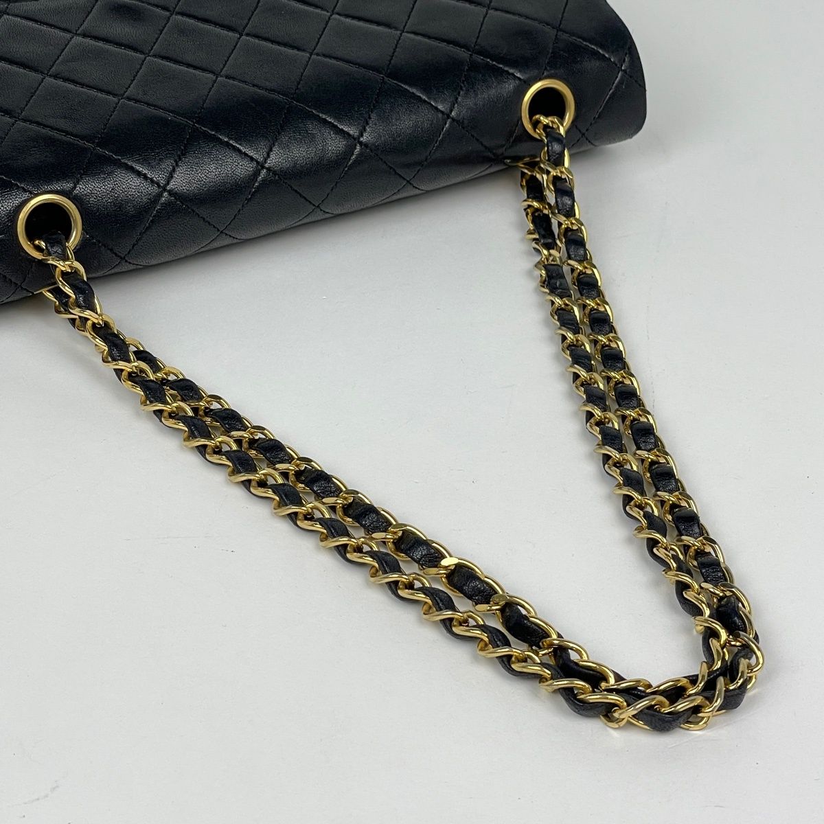 Chanel Shoulder Bag Quilted Double Flap CC Logo Leather Black — view 8